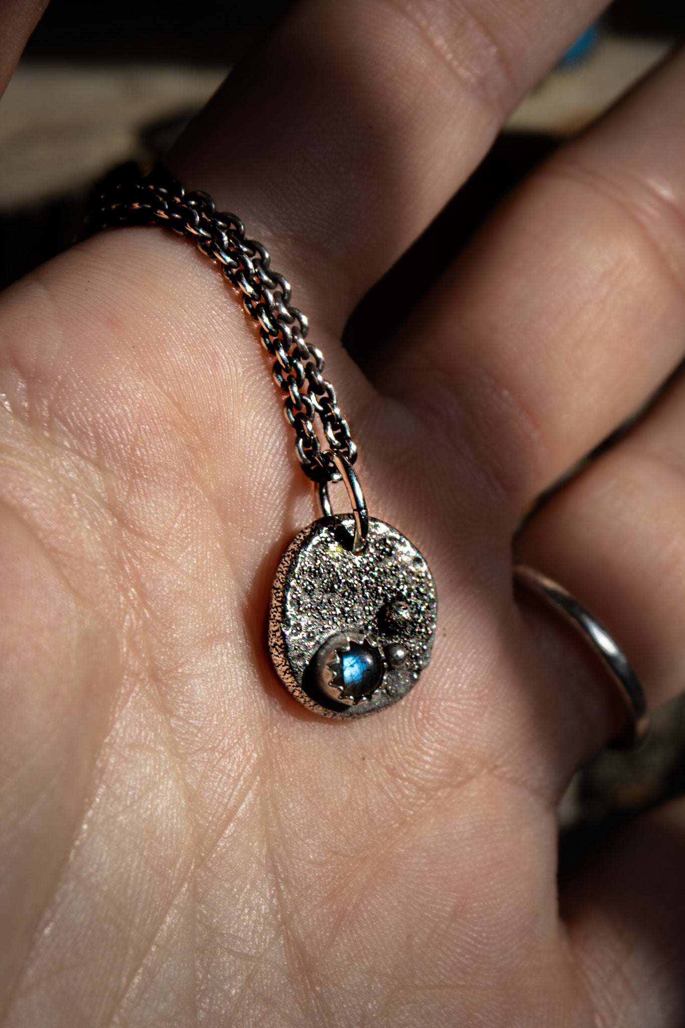 Petite Scrap Silver & Labradorite Necklace