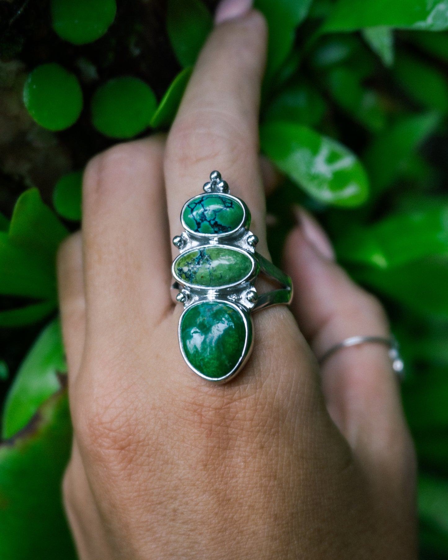 Turquoise Greens Ring 9.5