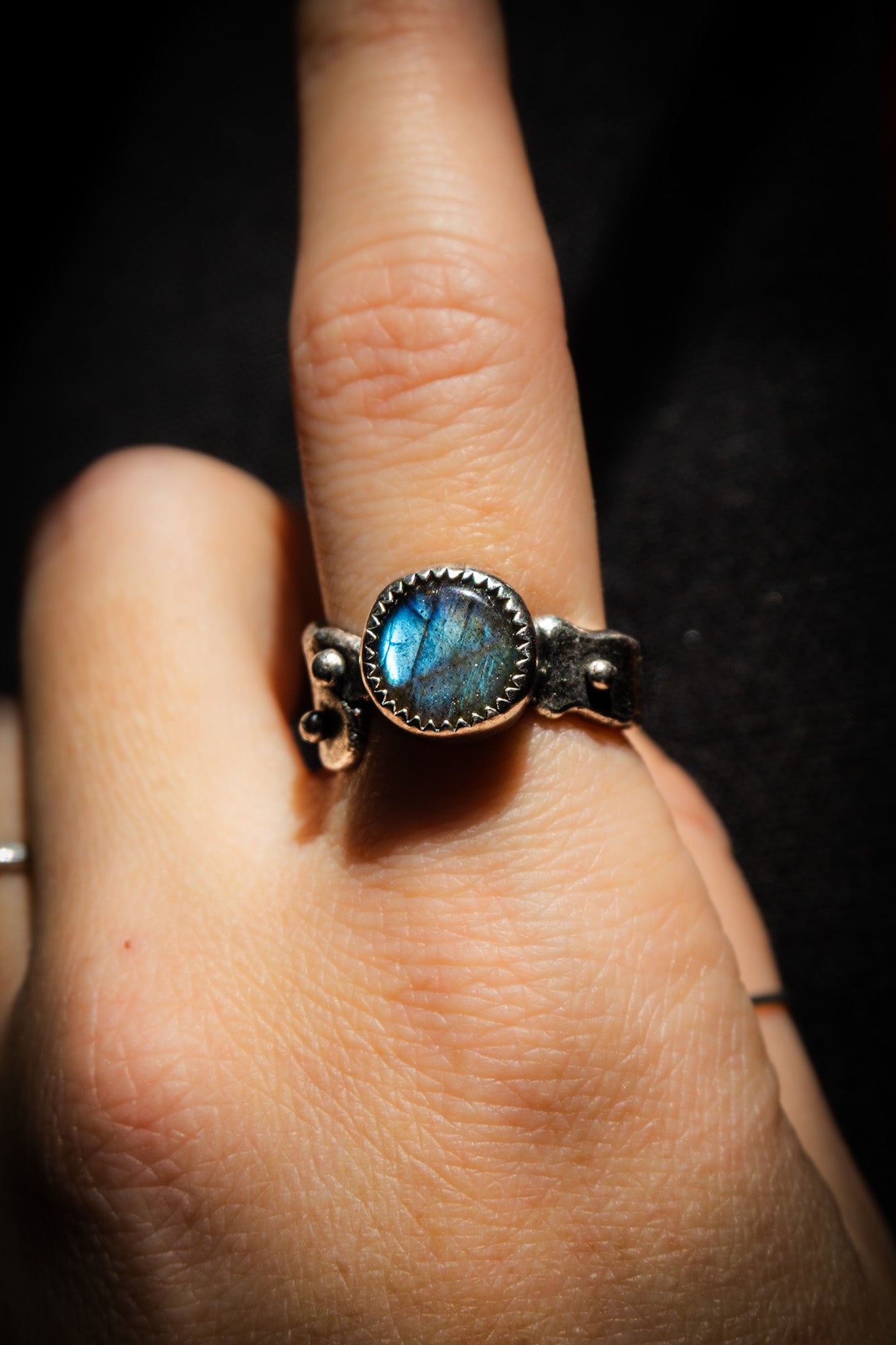 Upcycled Scrap Silver Labradorite Ring