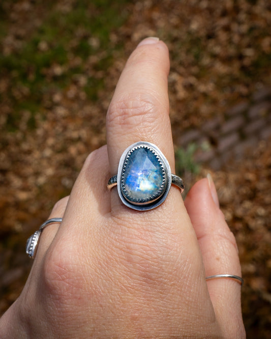 Rainbow Moonstone Ring
