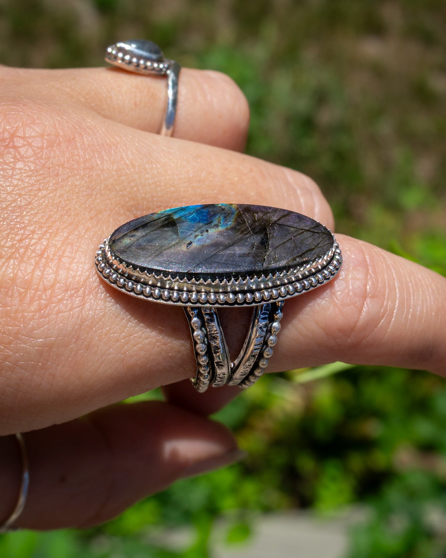 Purple Labradorite Ring 8.5