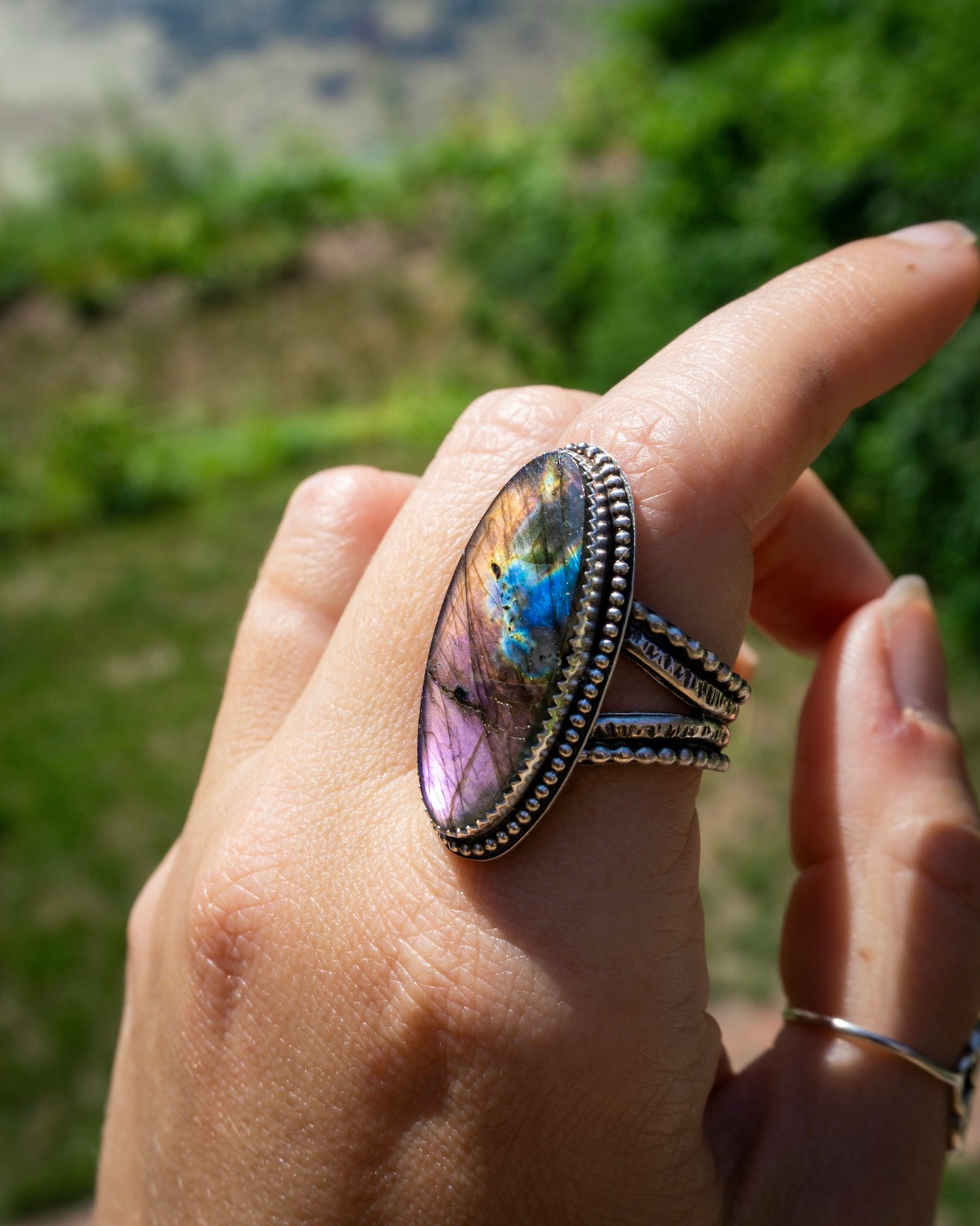 Purple Labradorite Ring 8.5